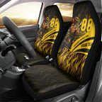 Personalised Hawthorn Hawks Football Car Seat Cover Australian City Skyline Graphic Fierce Mascot Art