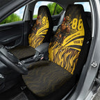 Personalised Hawthorn Hawks Football Car Seat Cover Australian City Skyline Graphic Fierce Mascot Art