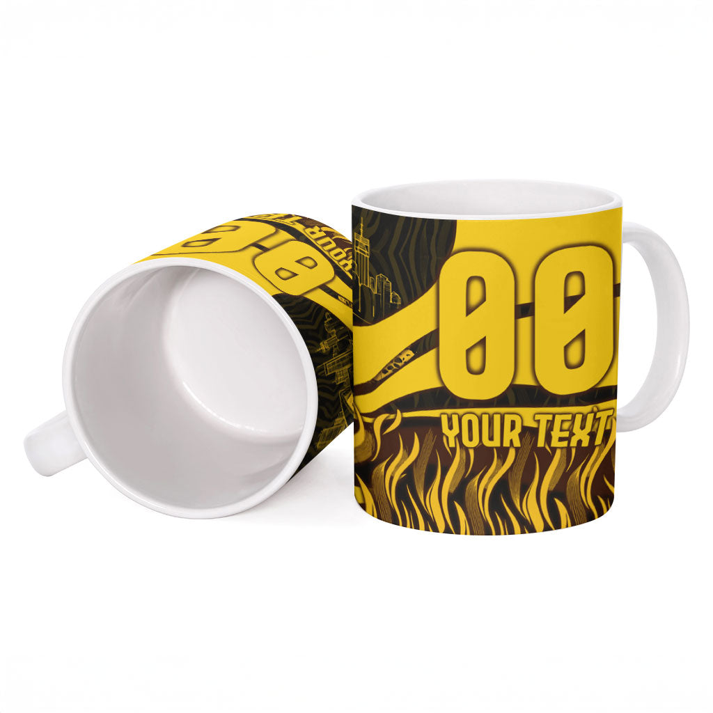 Personalised Hawthorn Hawks Football Ceramic Mug Australian City Skyline Graphic Fierce Mascot Art