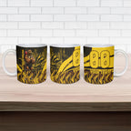 Personalised Hawthorn Hawks Football Ceramic Mug Australian City Skyline Graphic Fierce Mascot Art