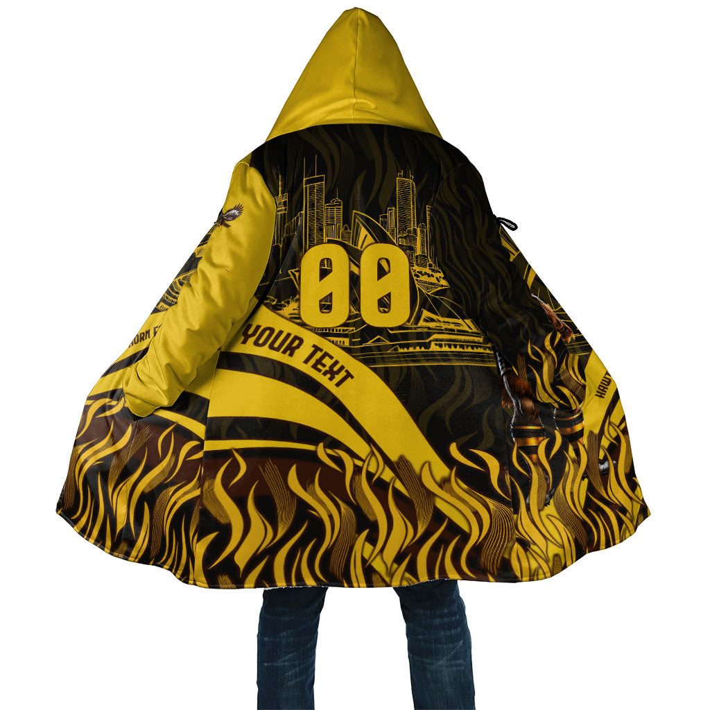 Personalised Hawthorn Hawks Football Cloak Australian City Skyline Graphic Fierce Mascot Art