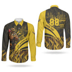 Personalised Hawthorn Hawks Football Couples Matching Short Sleeve Bodycon Dress and Long Sleeve Button Shirt Australian City Skyline Graphic Fierce Mascot Art