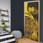 Personalised Hawthorn Hawks Football Door Cover Australian City Skyline Graphic Fierce Mascot Art