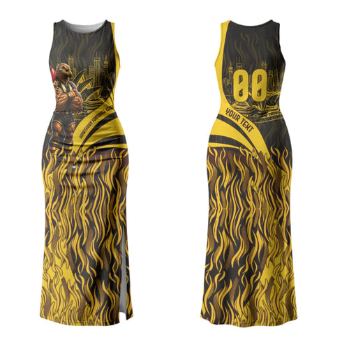 Personalised Hawthorn Hawks Football Family Matching Tank Maxi Dress and Hawaiian Shirt Australian City Skyline Graphic Fierce Mascot Art