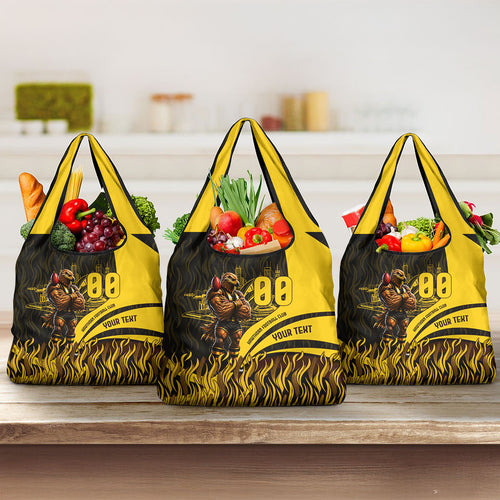 Personalised Hawthorn Hawks Football Grocery Bag Australian City Skyline Graphic Fierce Mascot Art