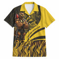 Personalised Hawthorn Hawks Football Hawaiian Shirt Australian City Skyline Graphic Fierce Mascot Art