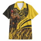 Personalised Hawthorn Hawks Football Hawaiian Shirt Australian City Skyline Graphic Fierce Mascot Art