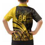 Personalised Hawthorn Hawks Football Hawaiian Shirt Australian City Skyline Graphic Fierce Mascot Art