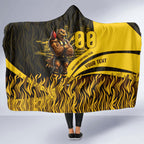 Personalised Hawthorn Hawks Football Hooded Blanket Australian City Skyline Graphic Fierce Mascot Art