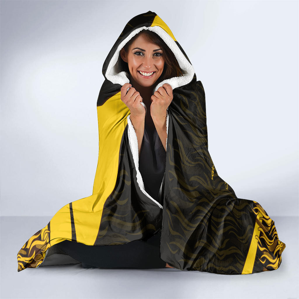 Personalised Hawthorn Hawks Football Hooded Blanket Australian City Skyline Graphic Fierce Mascot Art