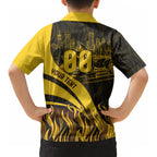 Personalised Hawthorn Hawks Football Kid Hawaiian Shirt Australian City Skyline Graphic Fierce Mascot Art