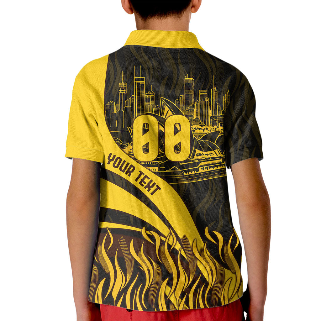 Personalised Hawthorn Hawks Football Kid Polo Shirt Australian City Skyline Graphic Fierce Mascot Art