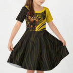 Personalised Hawthorn Hawks Football Kid Short Sleeve Dress Australian City Skyline Graphic Fierce Mascot Art