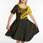 Personalised Hawthorn Hawks Football Kid Short Sleeve Dress Australian City Skyline Graphic Fierce Mascot Art