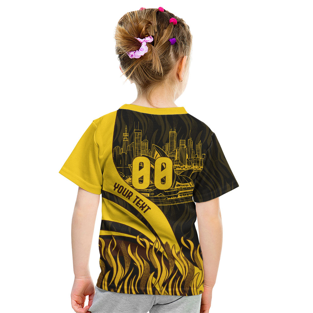 Personalised Hawthorn Hawks Football Kid T Shirt Australian City Skyline Graphic Fierce Mascot Art