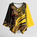 Personalised Hawthorn Hawks Football Kimono Sleeve Blouse Australian City Skyline Graphic Fierce Mascot Art