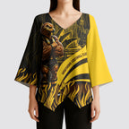Personalised Hawthorn Hawks Football Kimono Sleeve Blouse Australian City Skyline Graphic Fierce Mascot Art