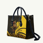 Personalised Hawthorn Hawks Football Leather Bag Australian City Skyline Graphic Fierce Mascot Art