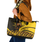 Personalised Hawthorn Hawks Football Leather Tote Bag Australian City Skyline Graphic Fierce Mascot Art