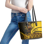 Personalised Hawthorn Hawks Football Leather Tote Bag Australian City Skyline Graphic Fierce Mascot Art