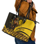 Personalised Hawthorn Hawks Football Leather Tote Bag Australian City Skyline Graphic Fierce Mascot Art