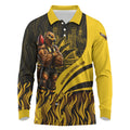 Personalised Hawthorn Hawks Football Long Sleeve Polo Shirt Australian City Skyline Graphic Fierce Mascot Art