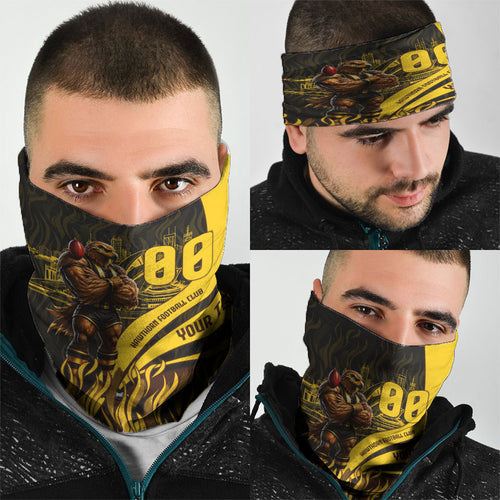 Personalised Hawthorn Hawks Football Neck Gaiter Australian City Skyline Graphic Fierce Mascot Art