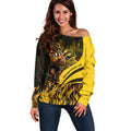 Personalised Hawthorn Hawks Football Off Shoulder Sweater Australian City Skyline Graphic Fierce Mascot Art