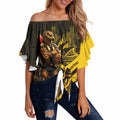 Personalised Hawthorn Hawks Football Off Shoulder Wrap Waist Top Australian City Skyline Graphic Fierce Mascot Art