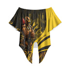 Personalised Hawthorn Hawks Football Off Shoulder Wrap Waist Top Australian City Skyline Graphic Fierce Mascot Art
