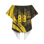 Personalised Hawthorn Hawks Football Off Shoulder Wrap Waist Top Australian City Skyline Graphic Fierce Mascot Art
