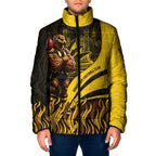 Personalised Hawthorn Hawks Football Padded Jacket Australian City Skyline Graphic Fierce Mascot Art