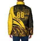 Personalised Hawthorn Hawks Football Padded Jacket Australian City Skyline Graphic Fierce Mascot Art