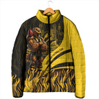 Personalised Hawthorn Hawks Football Padded Jacket Australian City Skyline Graphic Fierce Mascot Art