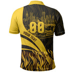 Personalised Hawthorn Hawks Football Polo Shirt Australian City Skyline Graphic Fierce Mascot Art