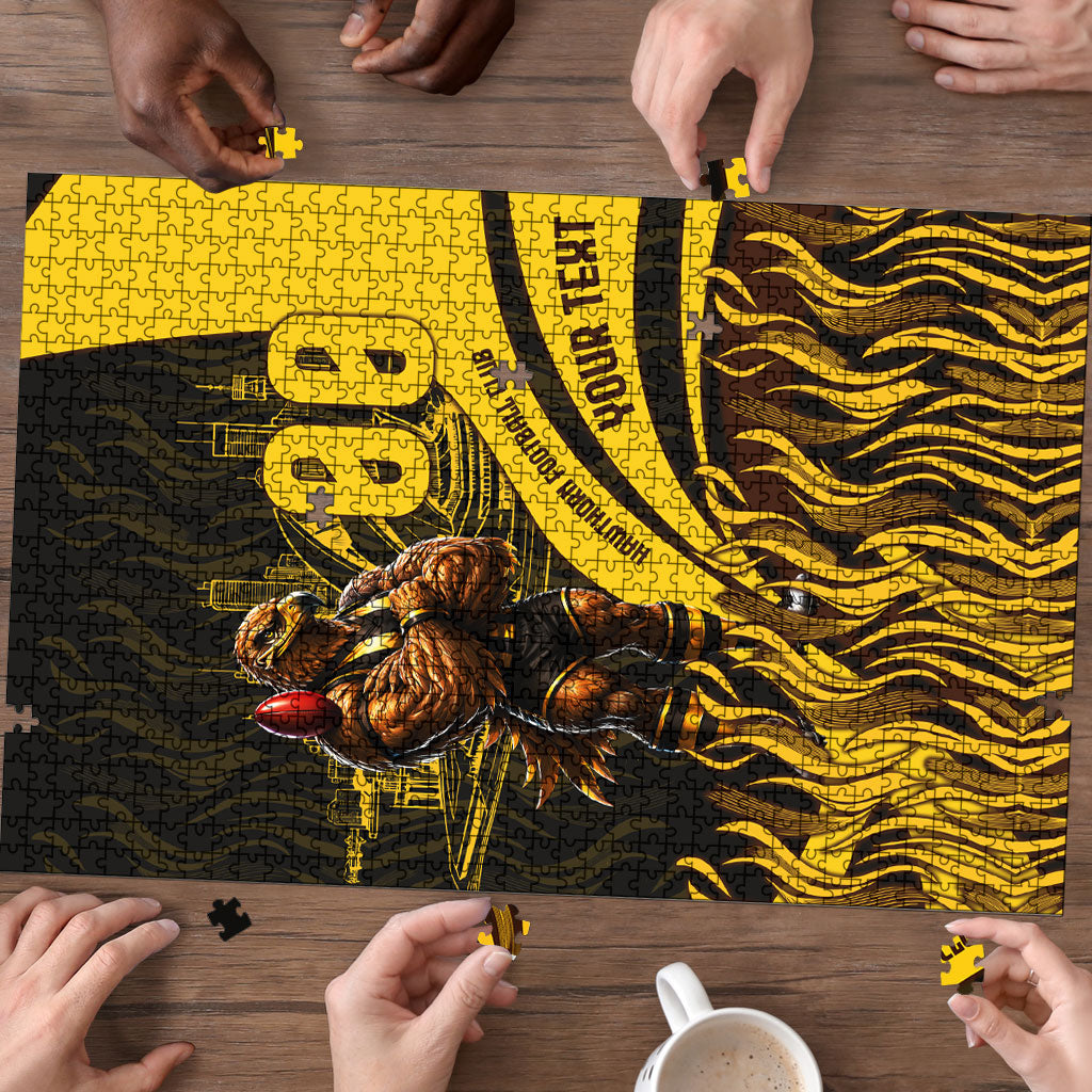 Personalised Hawthorn Hawks Football Puzzle Australian City Skyline Graphic Fierce Mascot Art