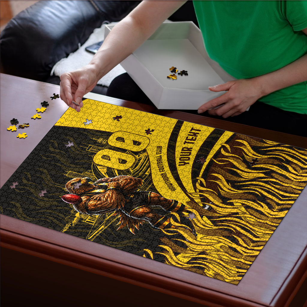 Personalised Hawthorn Hawks Football Puzzle Australian City Skyline Graphic Fierce Mascot Art