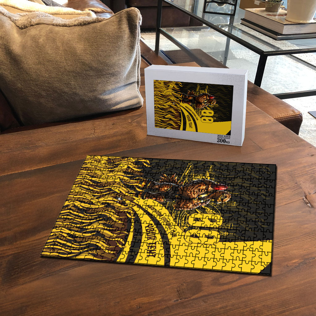 Personalised Hawthorn Hawks Football Puzzle Australian City Skyline Graphic Fierce Mascot Art