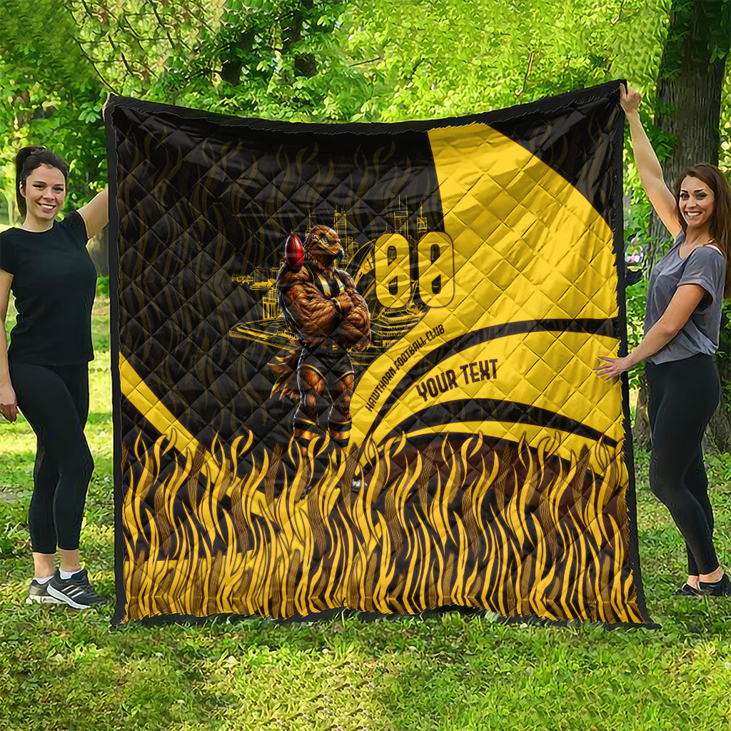 Personalised Hawthorn Hawks Football Quilt Australian City Skyline Graphic Fierce Mascot Art