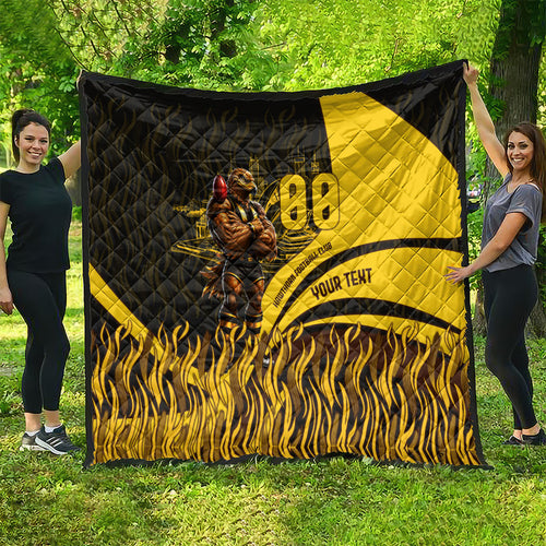 Personalised Hawthorn Hawks Football Quilt Australian City Skyline Graphic Fierce Mascot Art