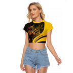 Personalised Hawthorn Hawks Football Raglan Cropped T Shirt Australian City Skyline Graphic Fierce Mascot Art
