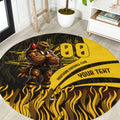 Personalised Hawthorn Hawks Football Round Carpet Australian City Skyline Graphic Fierce Mascot Art