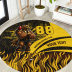 Personalised Hawthorn Hawks Football Round Carpet Australian City Skyline Graphic Fierce Mascot Art