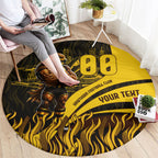 Personalised Hawthorn Hawks Football Round Carpet Australian City Skyline Graphic Fierce Mascot Art