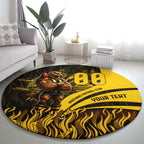 Personalised Hawthorn Hawks Football Round Carpet Australian City Skyline Graphic Fierce Mascot Art