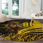 Personalised Hawthorn Hawks Football Round Carpet Australian City Skyline Graphic Fierce Mascot Art