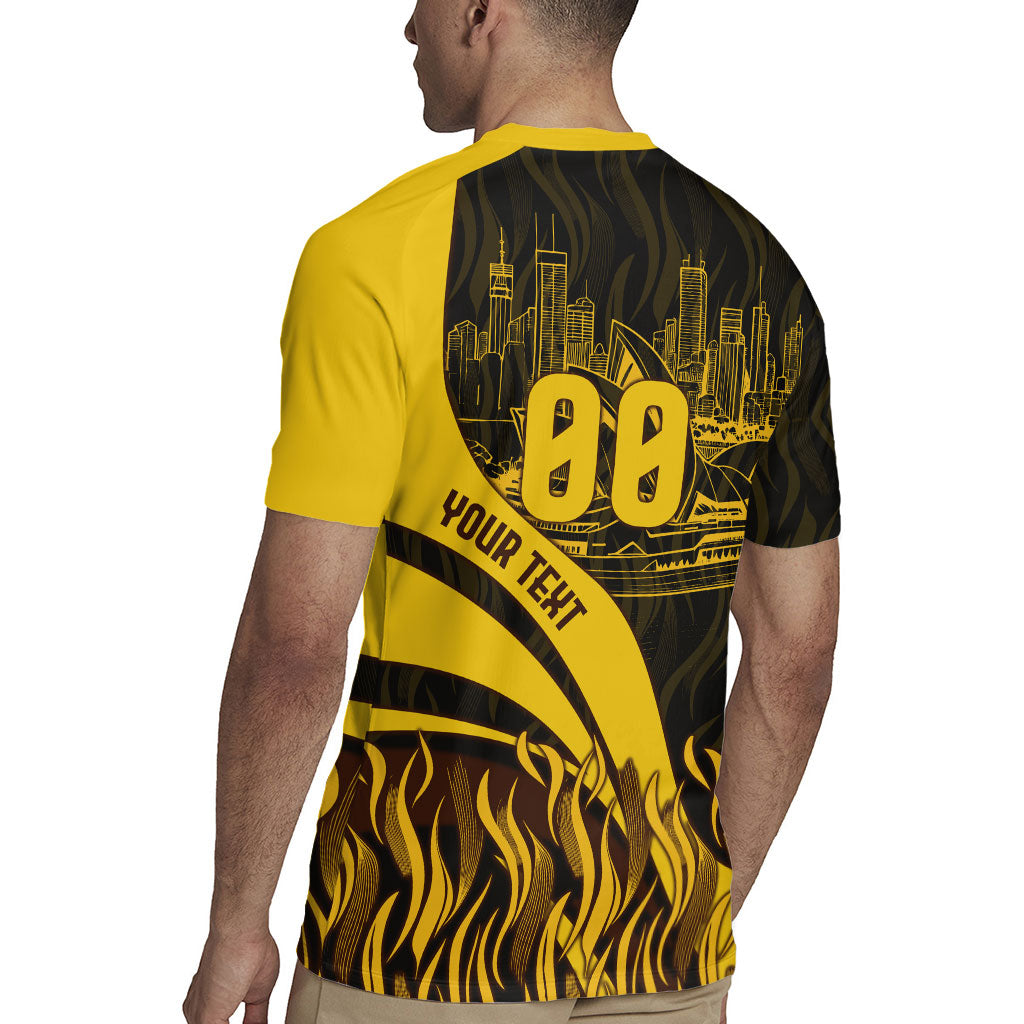 Personalised Hawthorn Hawks Football Rugby Jersey Australian City Skyline Graphic Fierce Mascot Art