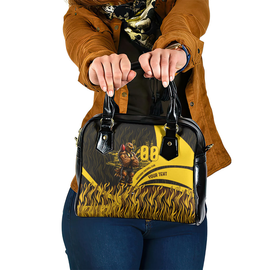 Personalised Hawthorn Hawks Football Shoulder Handbag Australian City Skyline Graphic Fierce Mascot Art