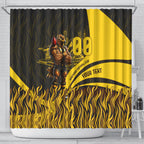 Personalised Hawthorn Hawks Football Shower Curtain Australian City Skyline Graphic Fierce Mascot Art