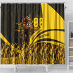 Personalised Hawthorn Hawks Football Shower Curtain Australian City Skyline Graphic Fierce Mascot Art
